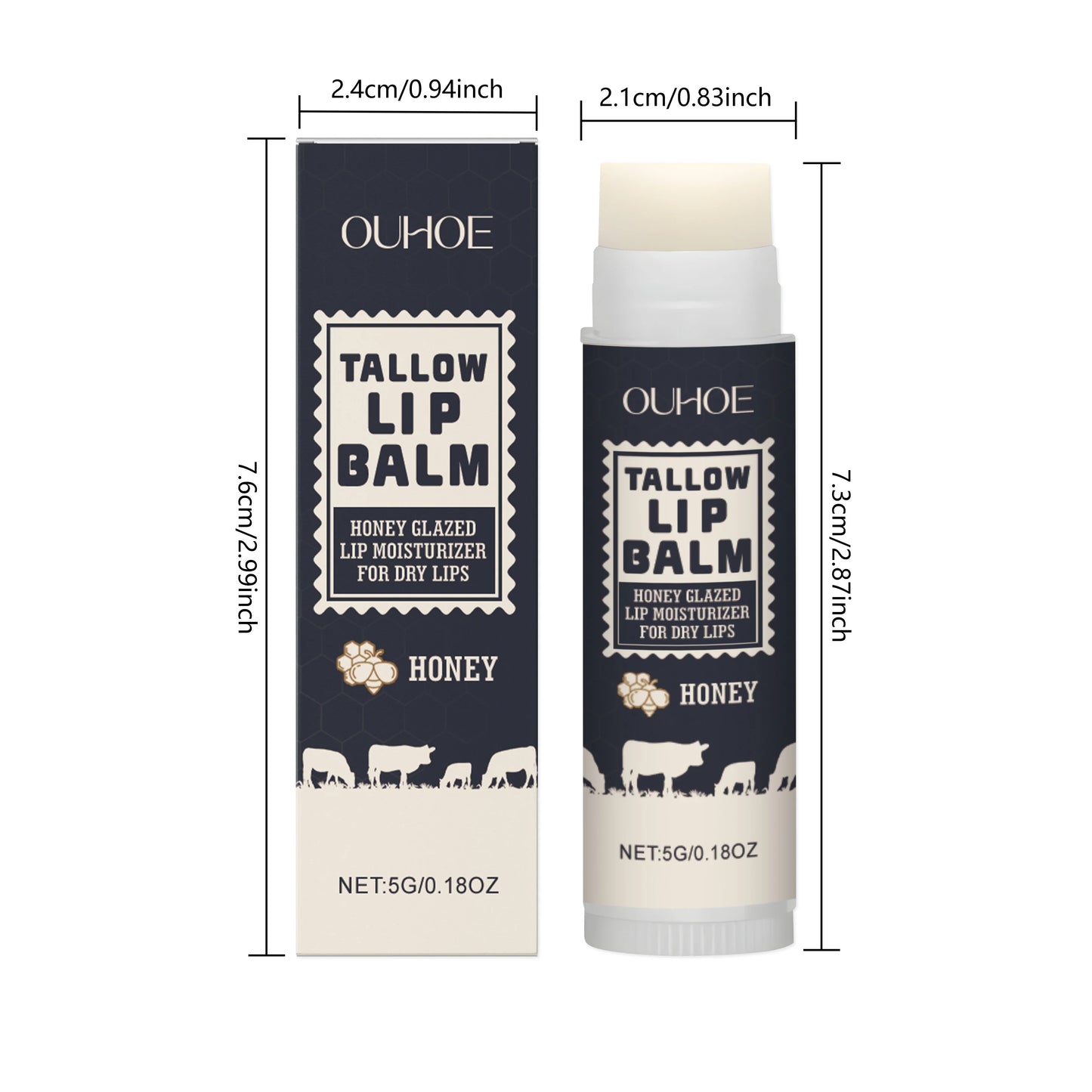 Tallow and honey lip balm for dry lips - product image 2
