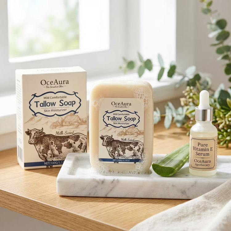 Grass-fed tallow and milk soap bar by Tallow and Honey