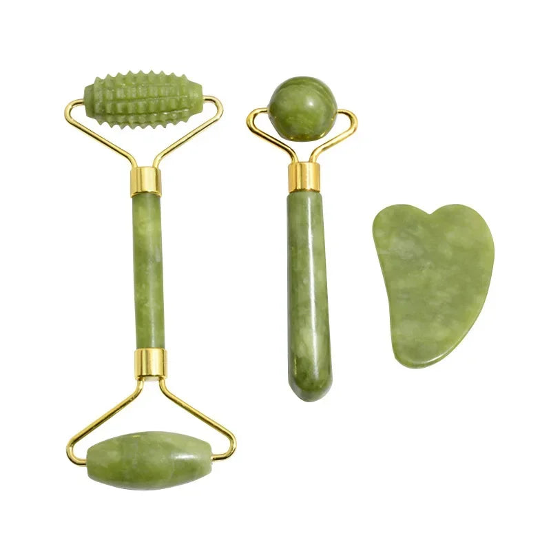 Natural jade roller and gua sha skincare tools - product image 2
