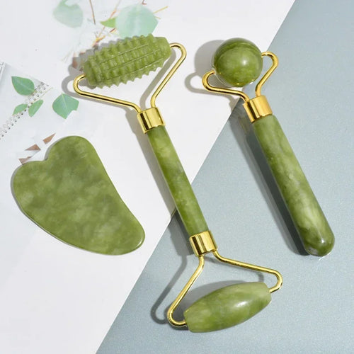 Natural jade roller and gua sha skincare tools - product image 1