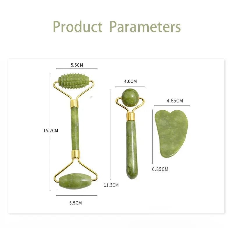 Natural jade roller and gua sha skincare tools - product image 5