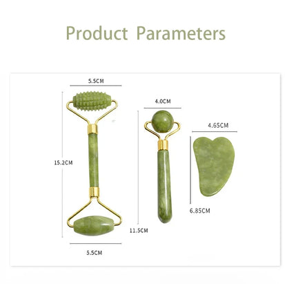 Natural jade roller and gua sha skincare tools - product image 5