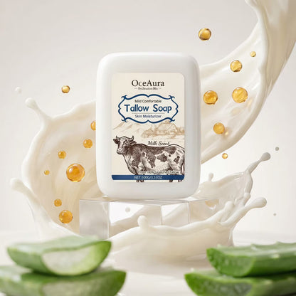 Handmade Beef Tallow Soap with Aloe & Milk, 100g Bar for Sensitive Skin